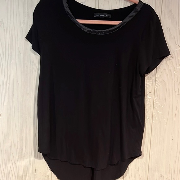 Joan Vass High Low Top with Satin Collar Size Large - Picture 1 of 11